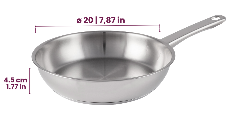 Cookinglife Frying Pan Set Superior Triply Stainless Steel 3-piece - ø 20, 24 & 28 cm - suitable for all heat sources - without non-stick coating