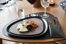 LIND DNA Placemats Hippo - Leather - Black Anthracite - Curved - 44 x 37 cm - 2 Pieces