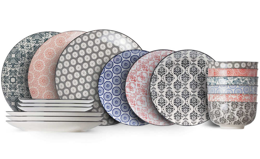 Cosy & Trendy Dinnerware Set Delirio 18-Piece / 6 People - 6 Dinner Plates, 6 Side Plates, and 6 Bowls