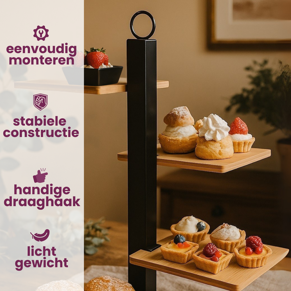Cookinglife Etagere 4-Tier Stand / Serving Tower + Bowl - Black Metal