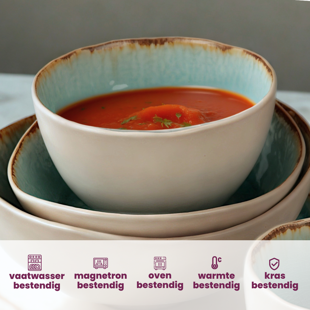 Cosy & Trendy Soup Bowls / Bowls - Laguna Azzurro ø 14 cm / 600 ml - 4 pieces