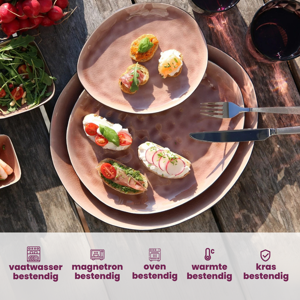 Cosy & Trendy Dinner Plates Laguna Old Rose - 27 x 23 cm - 4 pieces