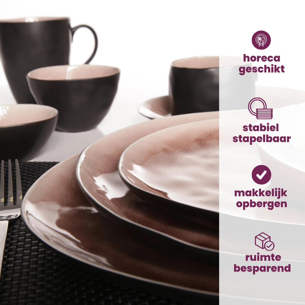 Cosy & Trendy Dinner Plates Laguna Old Rose - 27 x 23 cm - 4 pieces