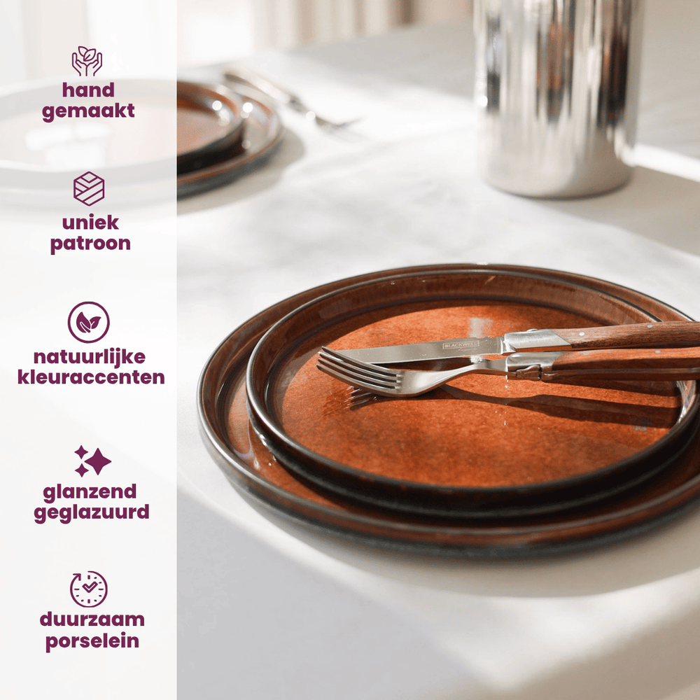 Cosy & Trendy Dinner Plates Quintana Amber ø 28 cm - 4 pieces