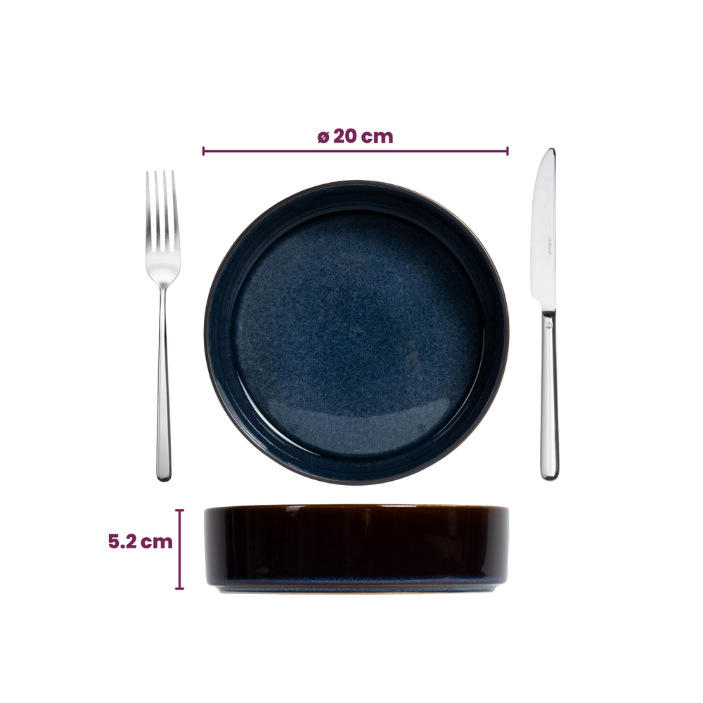 Cosy & Trendy Dinnerware Set Quintana Blue 18-piece / 6 people - 6 dinner plates, 6 pasta bowls, and 6 side plates