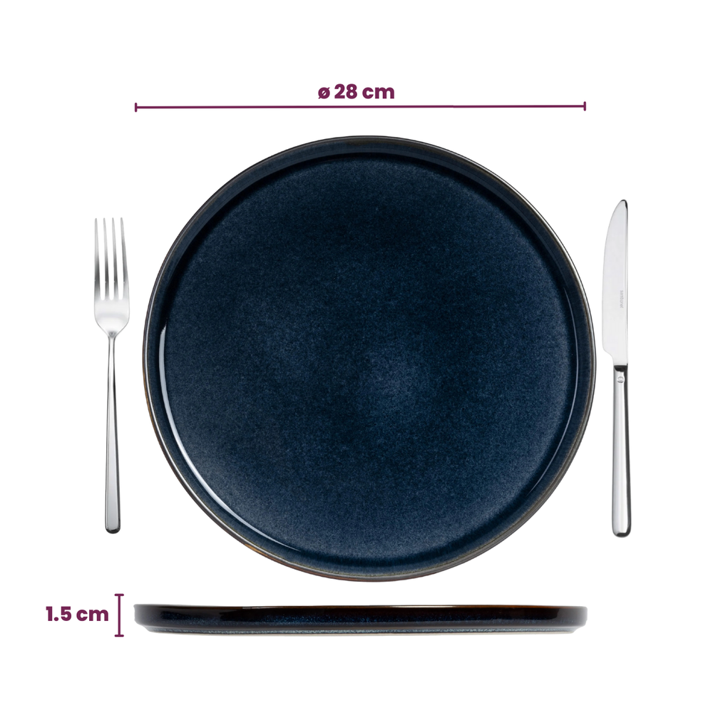 Cosy & Trendy Dinnerware Set Quintana Blue 18-piece / 6 people - 6 dinner plates, 6 pasta bowls, and 6 side plates