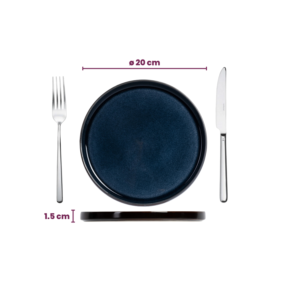 Cosy & Trendy Dinnerware Set Quintana Blue 18-piece / 6 people - 6 dinner plates, 6 pasta bowls, and 6 side plates