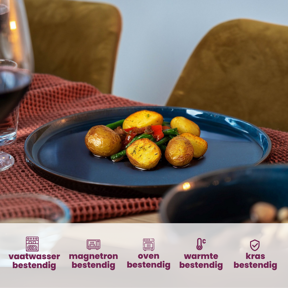 Cosy & Trendy Dinner Plates Quintana Blue ø 28 cm - 4 pieces
