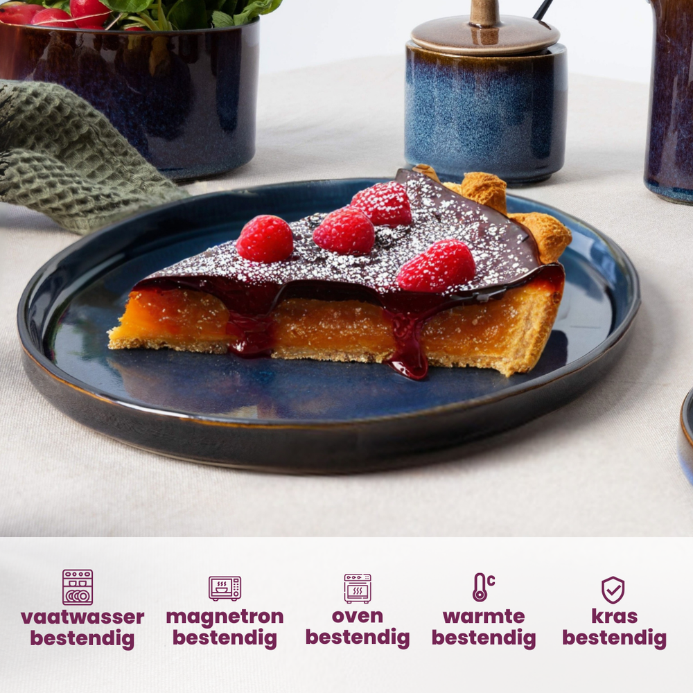 Cosy & Trendy Side Plates / Dessert Plates - Quintana Blue ø 22 cm - 4 Pieces