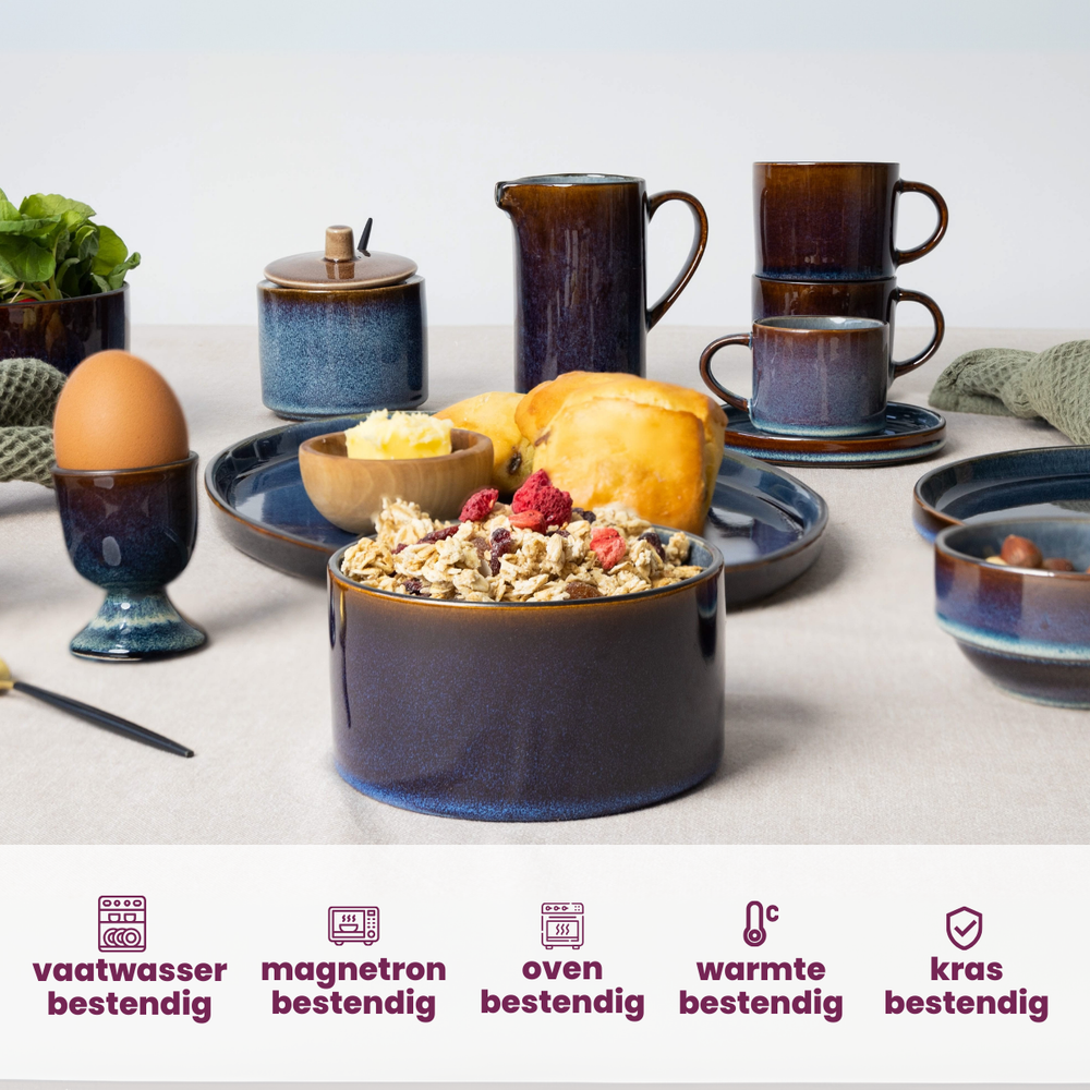 Cosy & Trendy Soup Bowls / Bowls - Quintana Blue ø 13 cm / 450 ml - 4 pieces