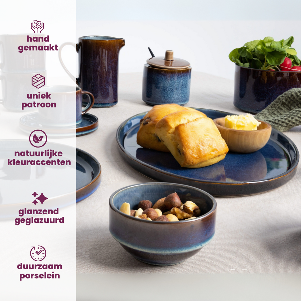 Cosy & Trendy Side Plates / Dessert Plates - Quintana Blue ø 22 cm - 4 Pieces