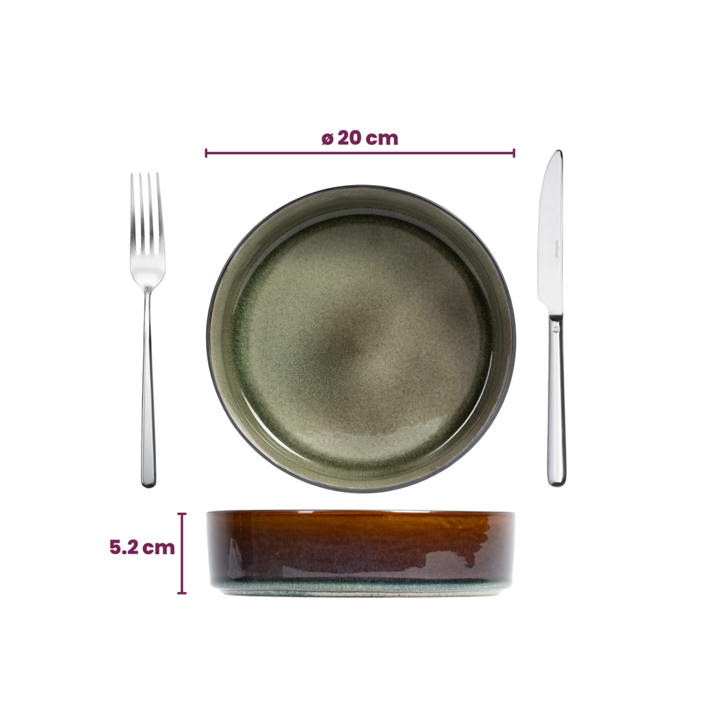 Cosy & Trendy Deep Plates / Pasta Bowls - Quintana Green ø 20 cm / H 5.2 cm - 4 Pieces