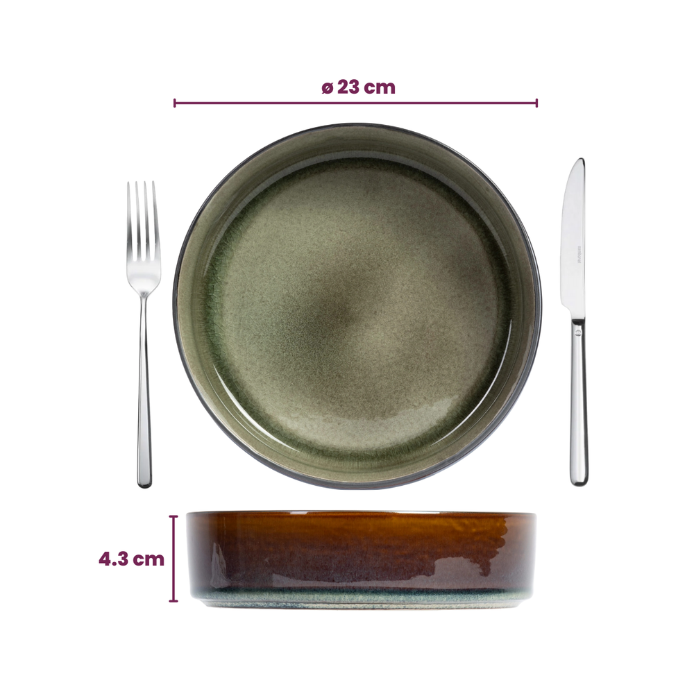 Cosy & Trendy Deep Plates / Pasta Bowls - Quintana Green ø 23 cm / H 4.3 cm - 4 Pieces
