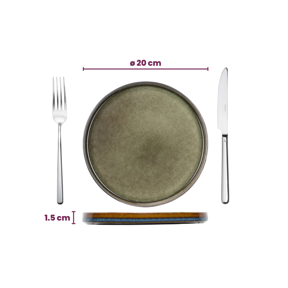 Cosy & Trendy Dinnerware Set Quintana Green 18-piece / 6 people - 6 dinner plates, 6 pasta bowls, and 6 side plates