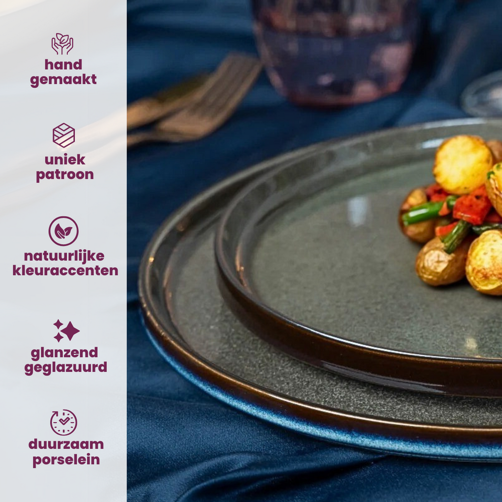 Cosy & Trendy Dinner Plates Quintana Green ø 28 cm - 4 pieces