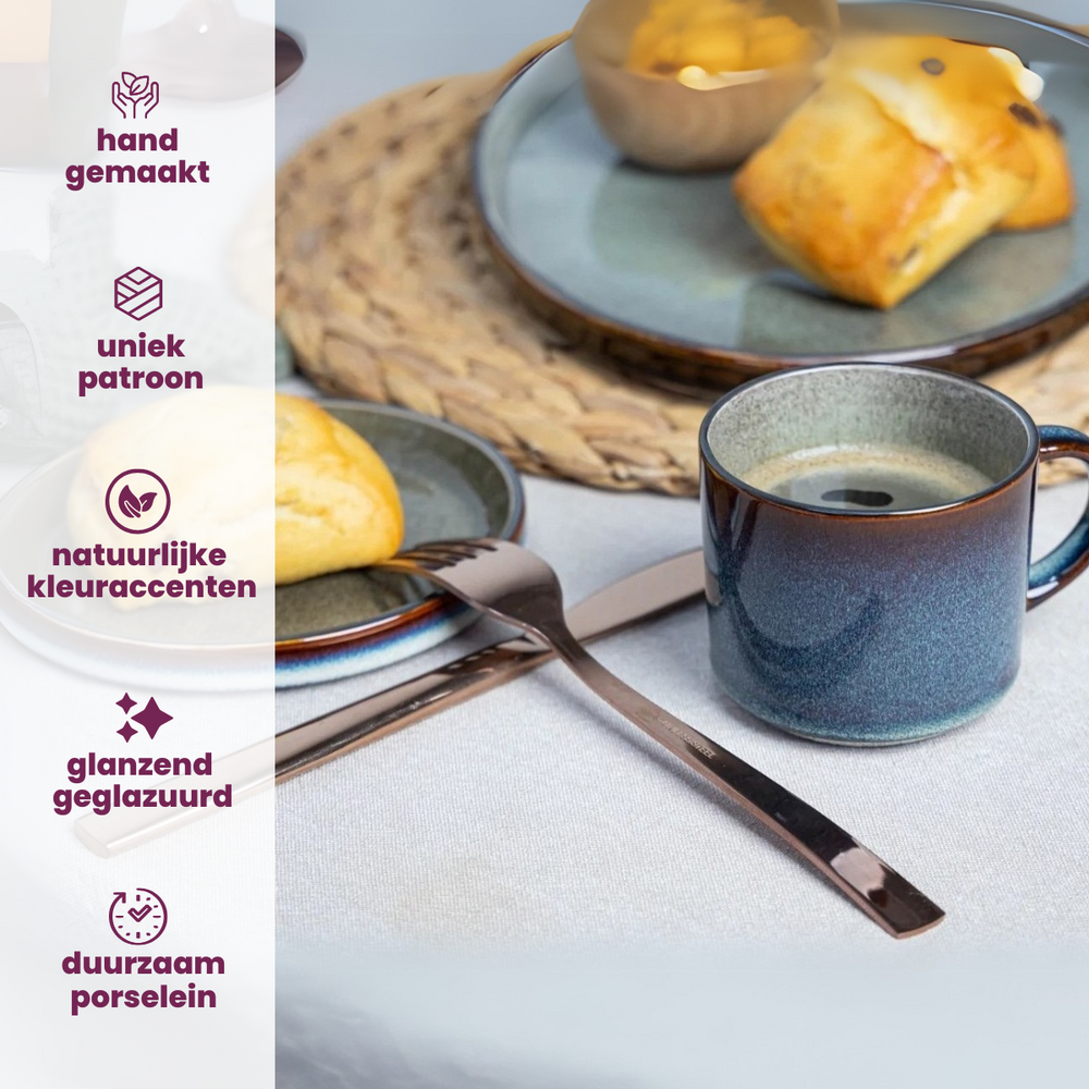 Cosy & Trendy Breakfast Plates / Dessert Plates - Quintana Green ø 22 cm - 4 pieces