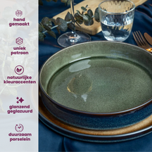 Cosy & Trendy Deep Plates / Pasta Bowls - Quintana Green ø 20 cm / H 5.2 cm - 4 Pieces