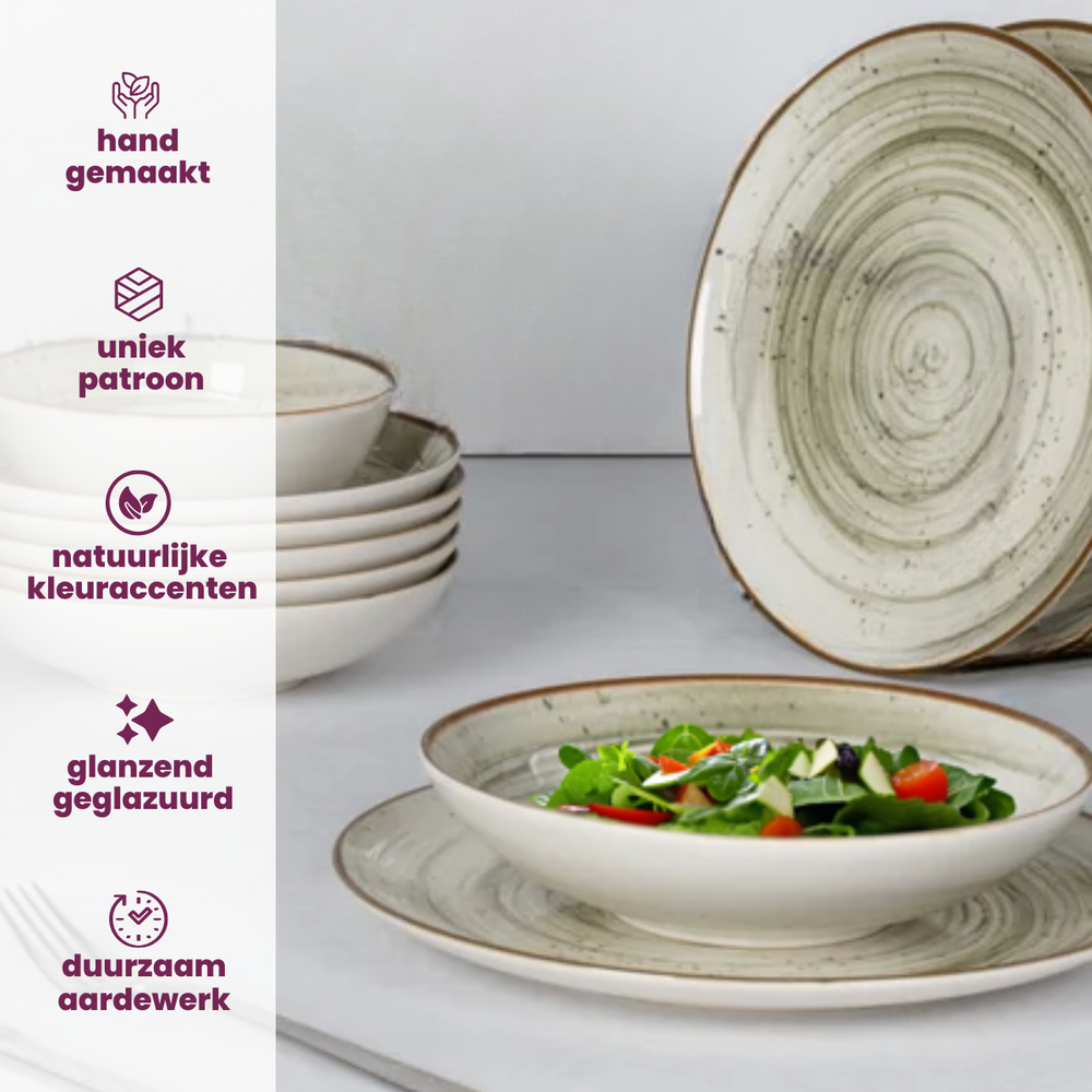 Cosy & Trendy Deep Plates Sintra Ivy Green ø 21 cm - 4 Pieces