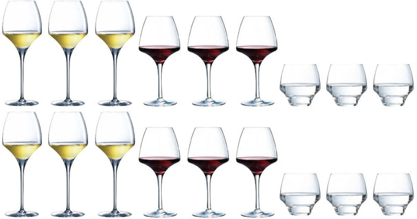 Chef & Sommelier Wine Glass Set Open Up (Red wine glasses & White wine glasses & Water glasses) - 18 piece set
