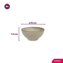 Cookinglife Bowls Coastal Lines Ocean Beige ø 15 cm - 6 pieces