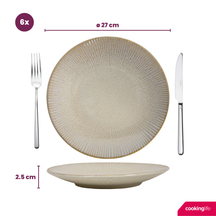 Cookinglife Dinnerware Set - Coastal Lines - Ocean Beige - 18-piece / 6 people