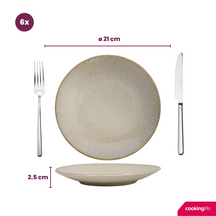Cookinglife Breakfast Plates Coastal Lines Ocean Beige ø 21 cm - 6 pieces