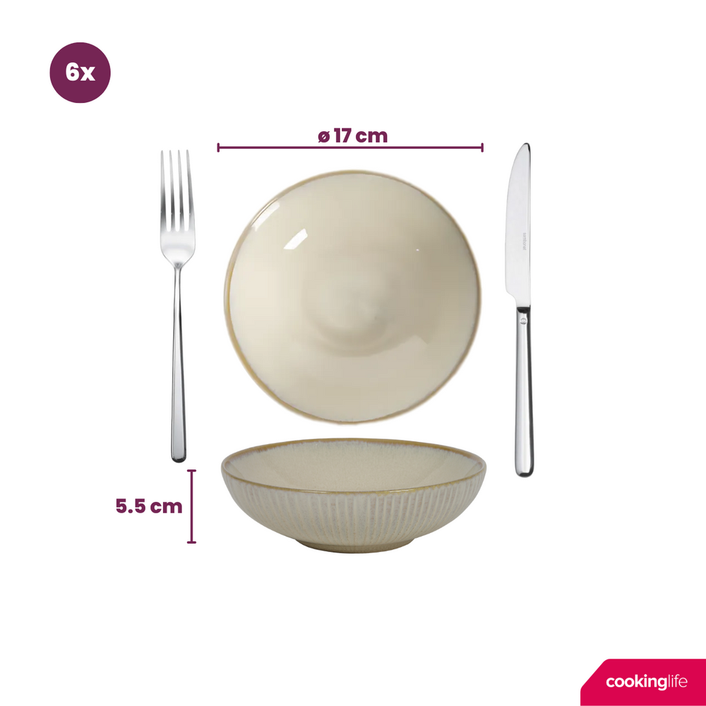 Cookinglife Dinnerware Set - Coastal Lines - Ocean Beige - 18-piece / 6 people