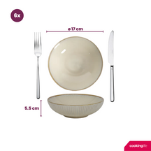 Cookinglife Dinnerware Set - Coastal Lines - Ocean Beige - 18-piece / 6 people