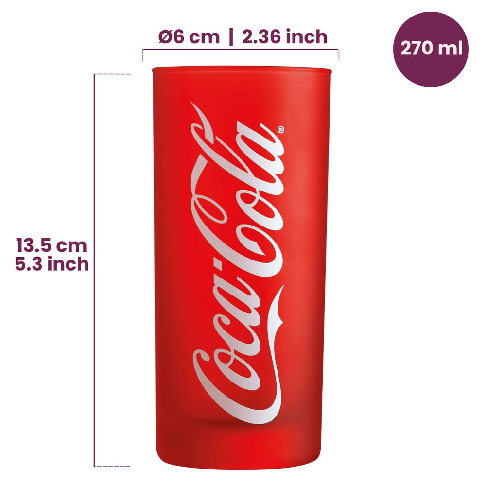 Coca Cola Glasses - Long drink glasses - Soft drink glasses - Red 270 ml - 6 pieces