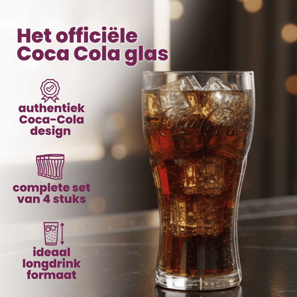 Vasos Coca Cola - Vasos longdrink - Vasos para refrescos - Classic - 370 ml - 4 unidades