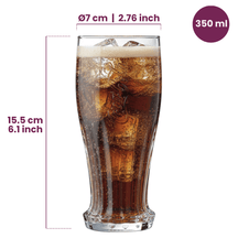 Coca-Cola Glasses - Highball Glasses - Soft drink Glasses - Crown Cap - 350 ml - 4 pieces