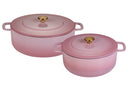 Combekk Casserole Set Cast Iron Pink 2-piece - ø 24 & 28 cm - Enameled non-stick coating