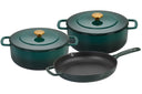 Combekk Cookware Set Cast Iron Holly Green 3-piece - Casserole ø 24, 28 cm & Frying Pan ø 26 cm