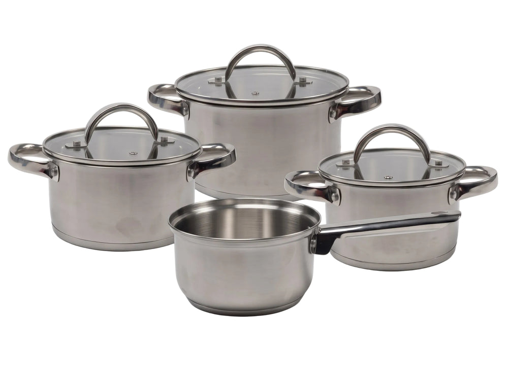 Cooking Set de Sartenes 4 piezas Acero Inoxidable - Olla ø 16, 18, 20 cm & Cacerola ø 16 cm - adecuada para todas las fuentes de calor