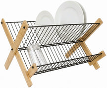 Cookinglife escurridor plegable - metal negro y bambú