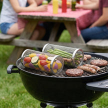 Cookinglife BBQ Rolling Grill Basket Stainless Steel Ø 9 x 20 cm - Set of 2