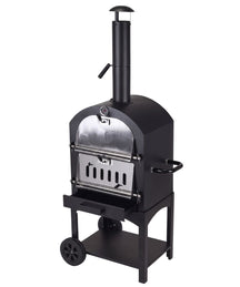 Cookinglife Charcoal BBQ Pizza Oven Fire & Flavour - 156 cm high - Includes Pizza Stone & Grill Grates - Black
