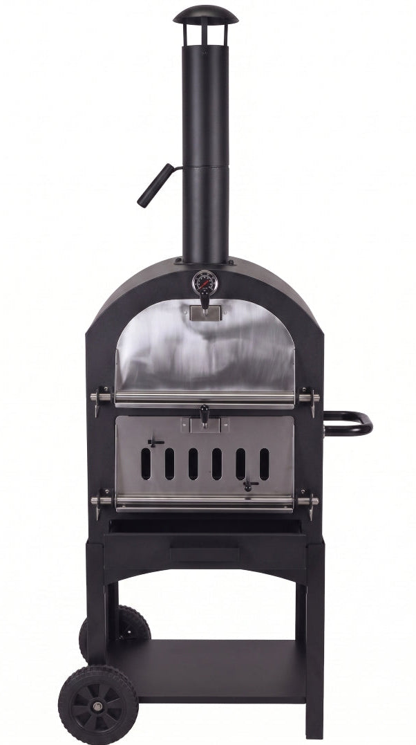 Cookinglife Charcoal BBQ Pizza Oven Fire & Flavour - 156 cm high - Includes Pizza Stone & Grill Grates - Black
