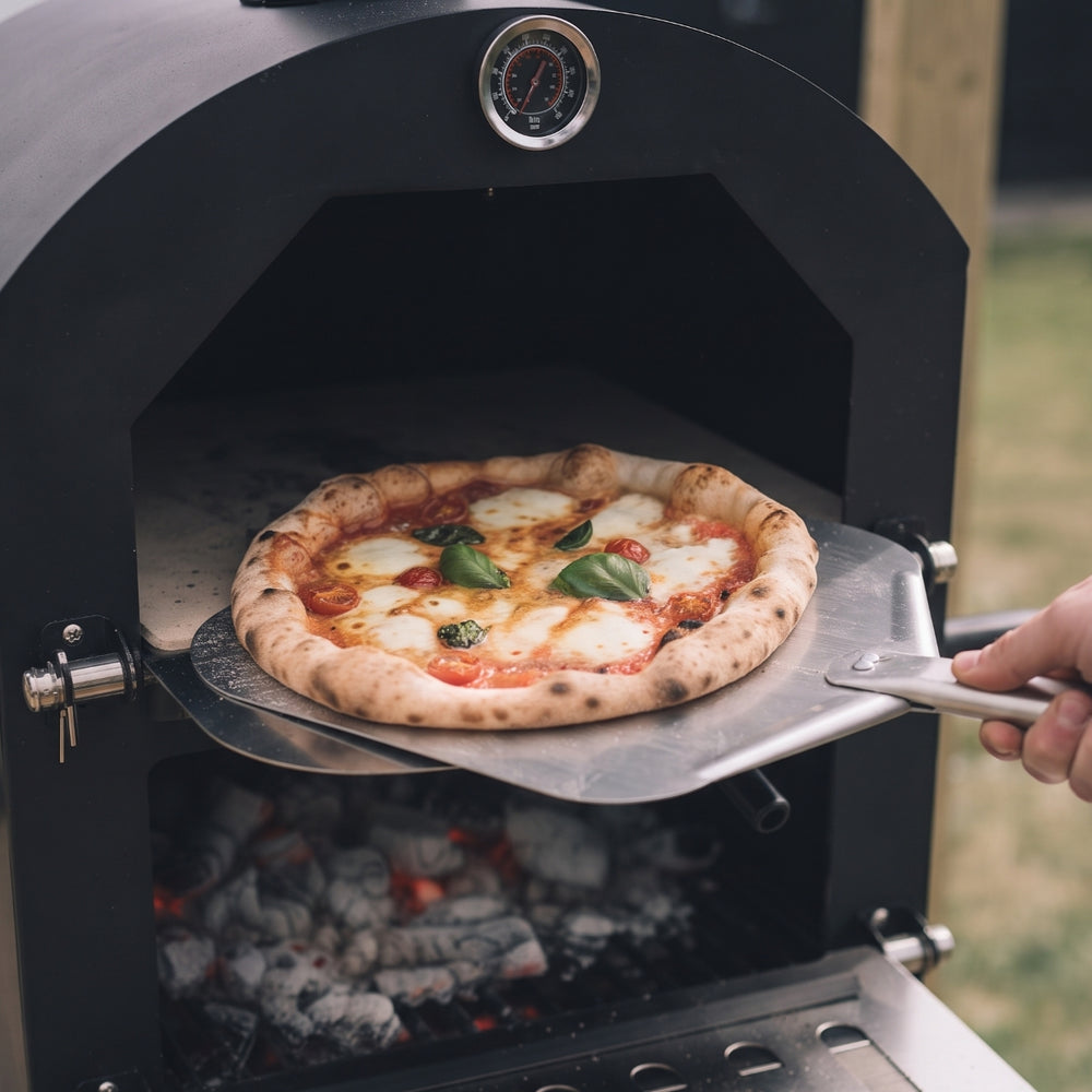 Cookinglife Charcoal BBQ Pizza Oven Fire & Flavour - 156 cm high - Includes Pizza Stone & Grill Grates - Black