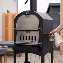 Cookinglife Charcoal BBQ Pizza Oven Fire & Flavour - 156 cm high - Includes Pizza Stone & Grill Grates - Black