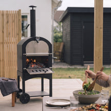 Cookinglife Charcoal BBQ Pizza Oven Fire & Flavour - 156 cm high - Includes Pizza Stone & Grill Grates - Black