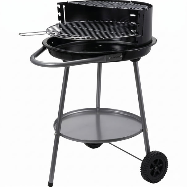 Cookinglife Halfopen BBQ with Wheels Fire & Flavour - Charcoal - 51 cm - Black