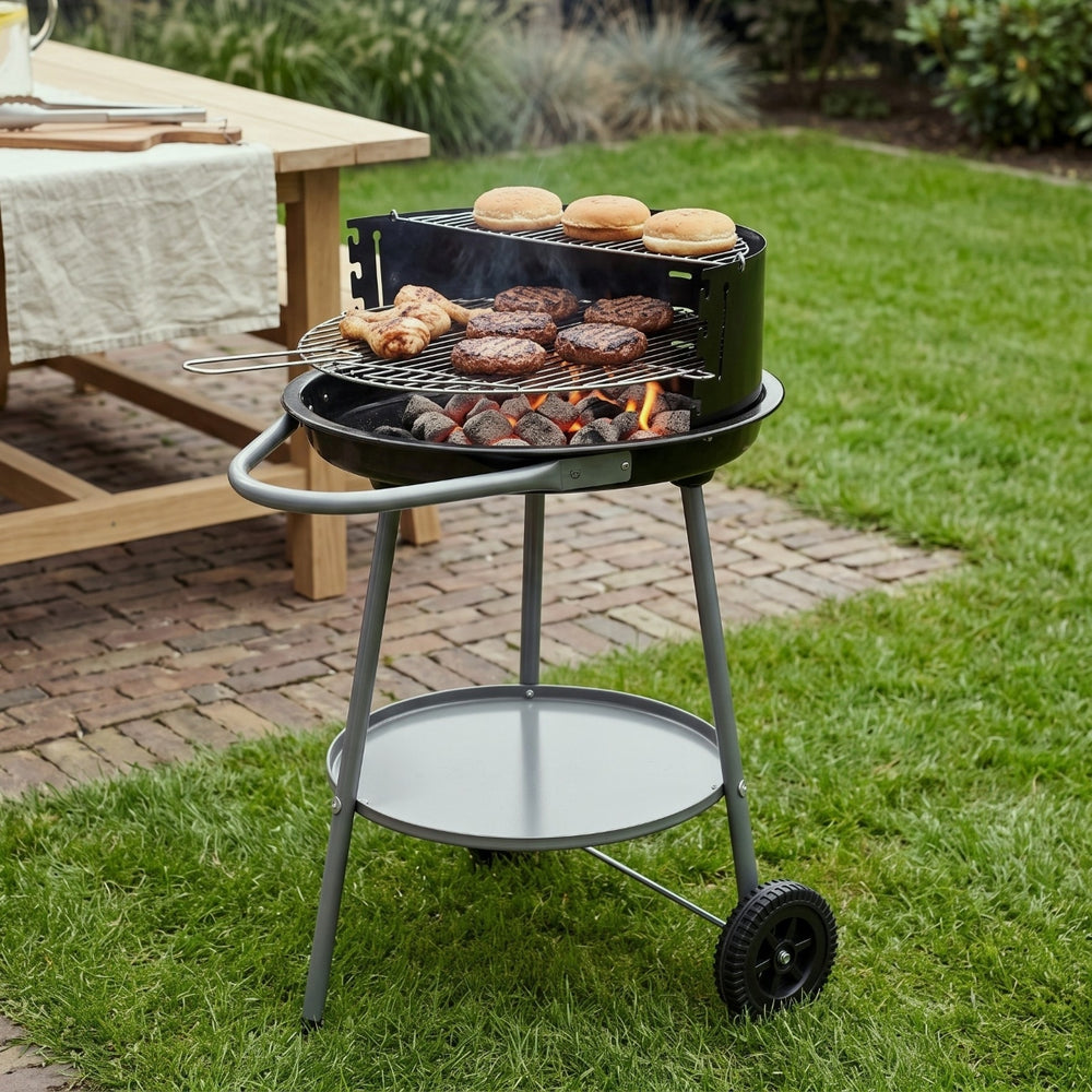 Cookinglife Halfopen BBQ with Wheels Fire & Flavour - Charcoal - 51 cm - Black