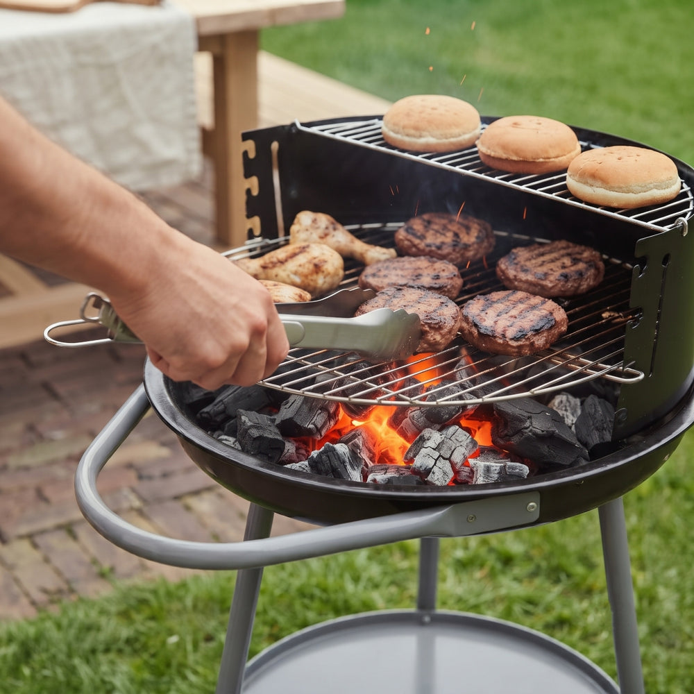 Cookinglife Halfopen BBQ with Wheels Fire & Flavour - Charcoal - 51 cm - Black