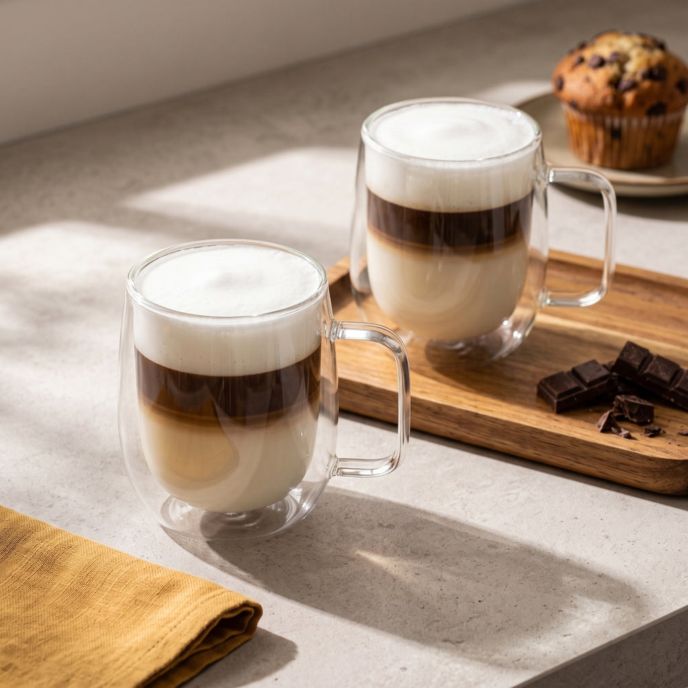 Cookinglife Double-Walled Latte Macchiato / Tea Glasses with Handle - 400 ml - 2 Pieces