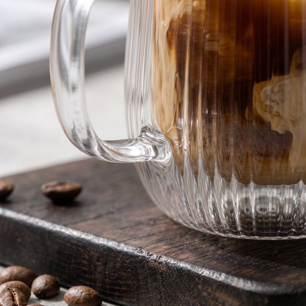 Cookinglife Vasos de Cappuccino / Té de Doble Pared con Asa Lines - 250 ml - 2 Piezas