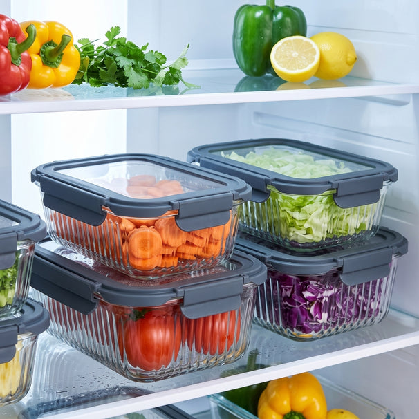 Cookinglife Glass Food Storage Containers Boro Lines 1 Liter + 1.5 Liter - 2 Pieces