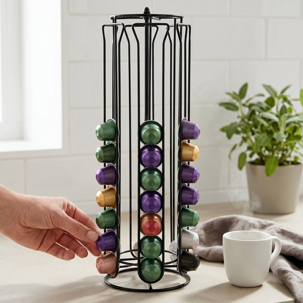Cookinglife Coffee Capsule Holder Nespresso Black - Rotatable - 60 Cups