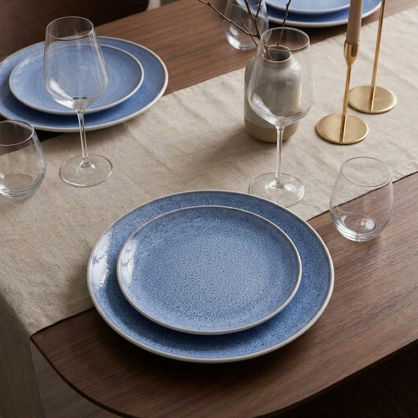 Cookinglife Juego de vajilla Nola Azul 18 piezas / 6 personas - 6 platos de cena, 6 platos de desayuno y 6 cuencos