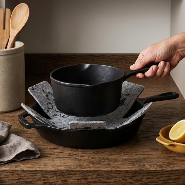 Store the pan without stacking scratches